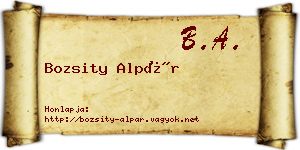 Bozsity Alpár névjegykártya